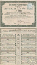 The Schibaieff Petroleum Company Ltd. Сертификат на 100 ф.стерлингов, 1906 год.